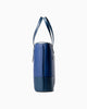 side of DeuxMag All Weather big neoprene and leather blue Tote bag 