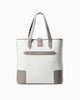 Back view of DeuxMag All Weather big neoprene and leather taupe and grey Tote bag 