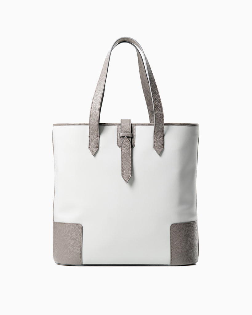 Front of Maison Marrain DeuxMag All Weather big  taupe and grey Tote bag 