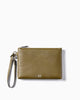Front of Maison Marrain DeuxVie small leather pouch in vine green with strap